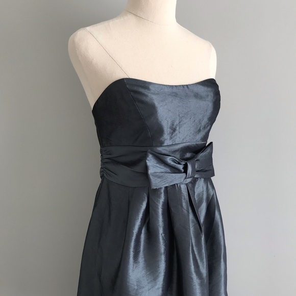 PILGRIM Strapless Metallic Mini Dress Cocktail Party Blue/Grey Bow - Picture 4 of 13